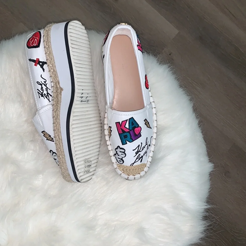 NWT KARL LAGERFELD EMBROIDERED SLIP ON SHOES HAND CRAFTED SIZE 5.5 - Picture 14 of 16